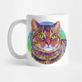 Colorful Rainbow Brown Tabby Cat Mug